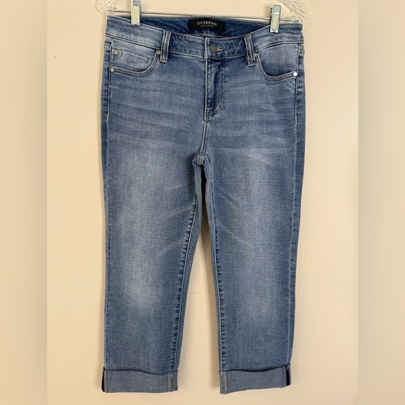 Liverpool Denim - Liverpool Los Angeles cropped jeans rolled raw hem SZ 6/28